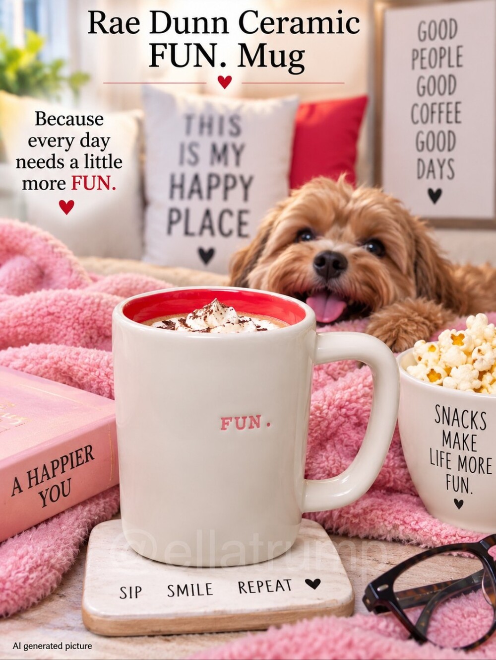 Fun Mug from Rae Dunn Mfg Magenta 16oz Pk inside